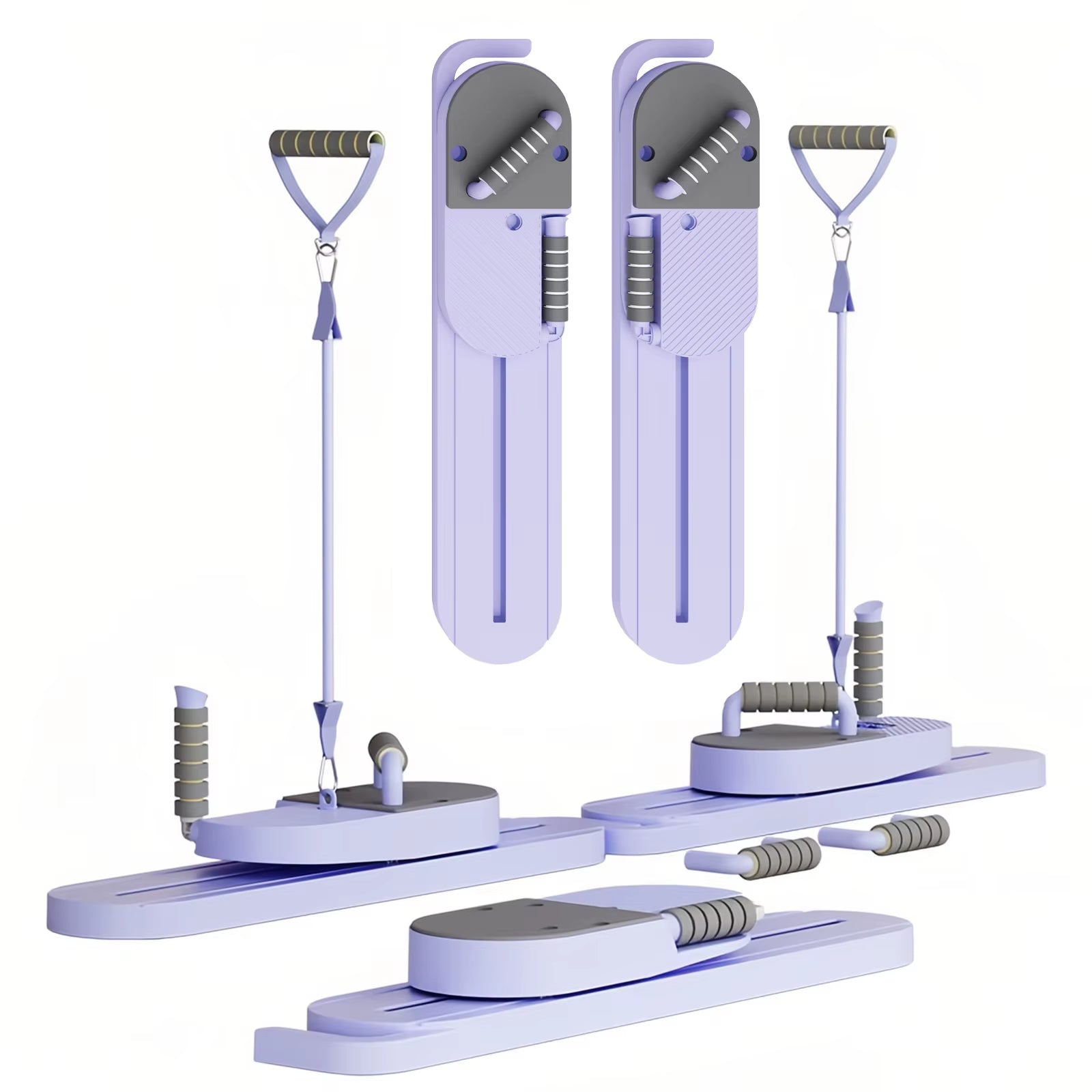 Pilates Reformer Board AB Portable Split Resistance Gym Equipment with Resistance Bands LCD Display Full Body Workout Machine